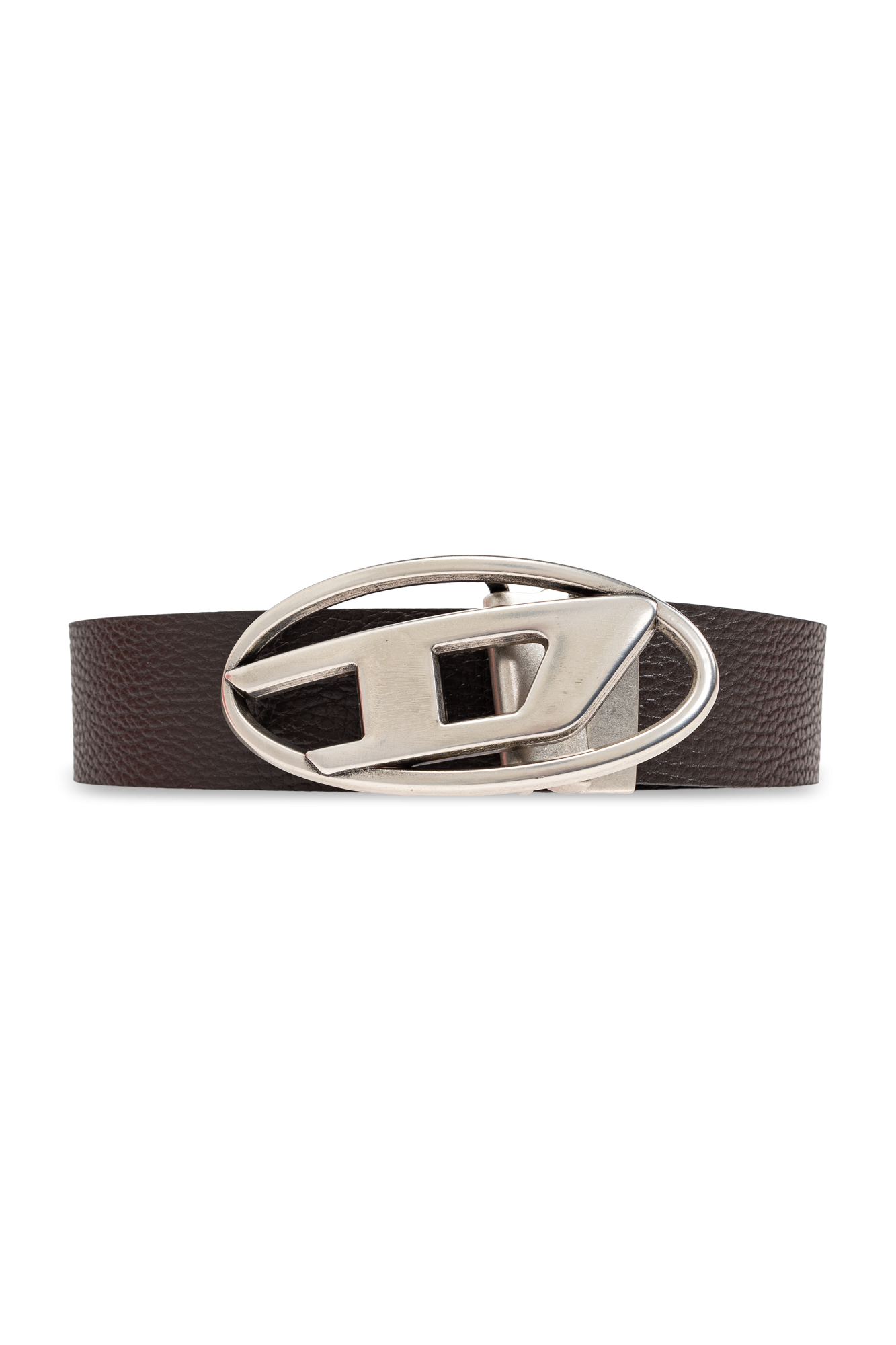 DIESEL☆ Leather belt with oval D logo ブラウン シンプル Diesel Oval Logo Belt Brown | Mainline Menswear United States